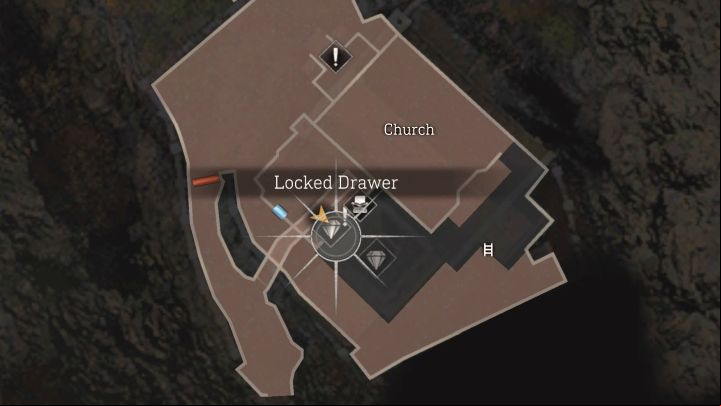 Interactive Map: Village Locked Drawer #4 - Church - Resident Evil 4 Remake: Locked Drawers map - Village - Secrets - Resident Evil 4 Remake Guide
