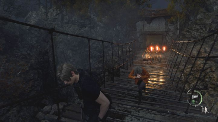 Villagers will appear on the bridge and attack the house which is the last battle of chapter 5 - Resident Evil 4 Remake: Is there a point of no return? - Campaign - Resident Evil 4 Remake Guide