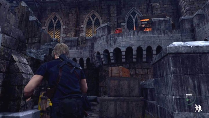 Turn 180 degrees again - Resident Evil 4 Remake: How to destroy the catapults? - Campaign - Resident Evil 4 Remake Guide
