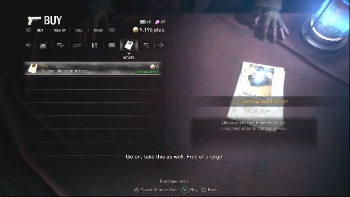 By buying Broken Butterfly magnum in chapter 7, you will also get Recipe: Magnum Ammo for free - Resident Evil 4 Remake: How to get a magnum revolver? - Equipment - Resident Evil 4 Remake Guide