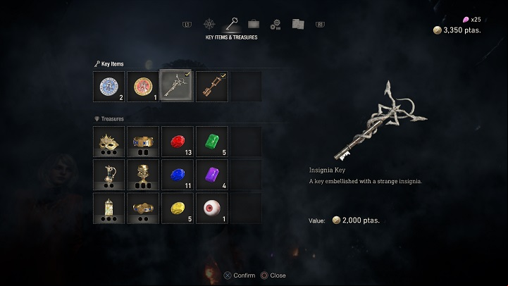 After opening the three aforementioned Doors with Insignia, you can sell the key and thus gain 2,000 Pesetas - Resident Evil 4 Remake: How to open Doors with Insignia? - Campaign - Resident Evil 4 Remake Guide