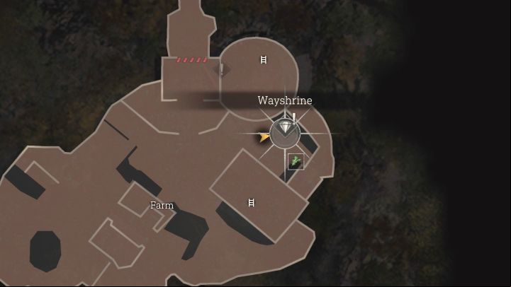 Explore the northeastern part of the farm, near the gate leading to the northern building - Resident Evil 4 Remake: Wayshrines map - Village - Secrets - Resident Evil 4 Remake Guide