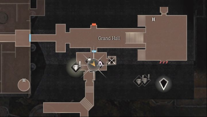 The note lies on a bag next to the merchant's store in Grand Hall - Resident Evil 4 Remake: Files map - Castle - Secrets - Resident Evil 4 Remake Guide