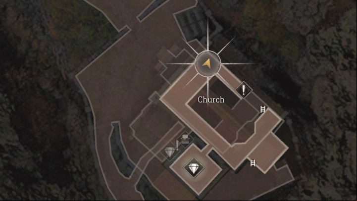 The phone is on the first floor of the Church, which is visited after completing the Dials puzzle next to the stained glass window - Resident Evil 4 Remake: Files map - Village - Secrets - Resident Evil 4 Remake Guide