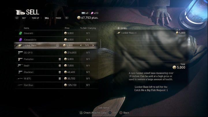 After catching it, go to the nearest Merchant and make a sale - Resident Evil 4 Remake: Catch Me a Big Fish - Requests - Resident Evil 4 Remake Guide