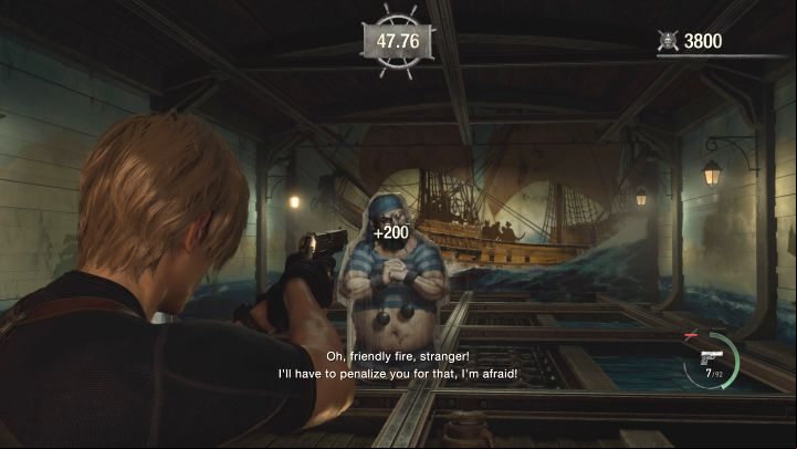 Hitting targets awards points, and hitting sailors (civilians) subtracts them - Resident Evil 4 Remake: All Shooting Range - Secrets - Resident Evil 4 Remake Guide
