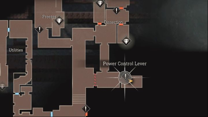 You need to reach the Power Control Lever - it is south of the terminal - Resident Evil 4 Remake: Electronic Lock Terminal puzzle in Dissection - Puzzle solutions - Resident Evil 4 Remake Guide