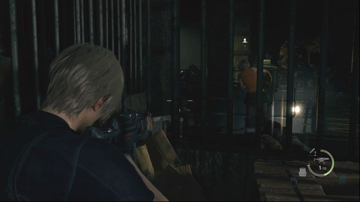 Keep track of Ashley and attack enemies that attempt to grab her - shoot through the bars, preferably with powerful weapons - Resident Evil 4 Remake: Waste Disposal Terminal puzzle - Puzzle solutions - Resident Evil 4 Remake Guide