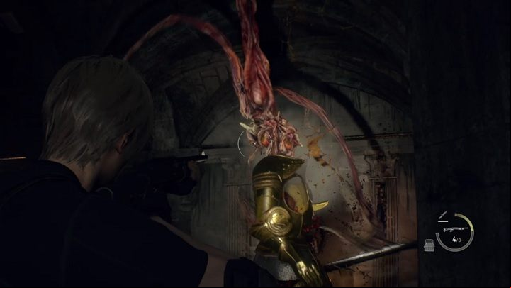 Once you deal enough damage, the fight will become easier because his tentacles will come out of his head and thus, it will be easier to finish him off - Resident Evil 4 Remake: Merciless Knight - Requests - Resident Evil 4 Remake Guide