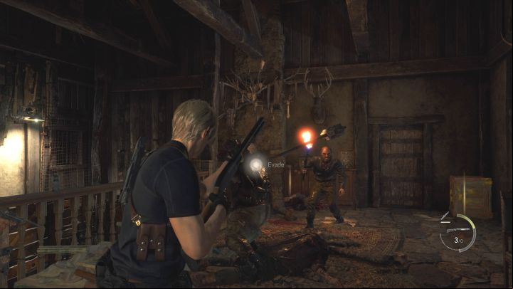 In the last part of the battle, you will face Brute - an enemy with a bull's head - Resident Evil 4 Remake: How to defend in the house with Luis? - Combat - Resident Evil 4 Remake Guide