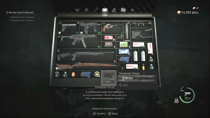 Open your inventory and install the Scope on one of your weapons - Resident Evil 4 Remake: How to kill Regenerador monsters? - Combat - Resident Evil 4 Remake Guide