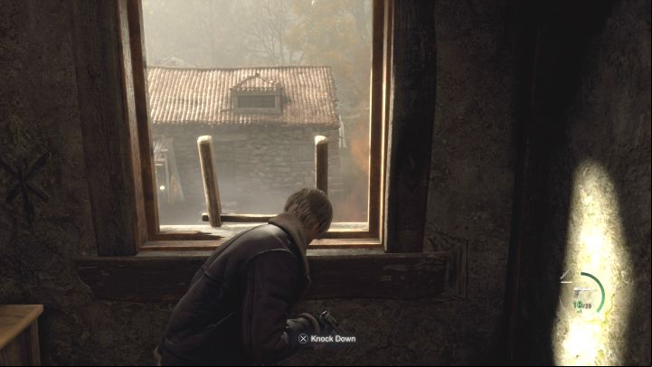 Head to the upper floor, turn 180 degrees and run straight - Resident Evil 4 Remake: How to survive the Village battle? - Combat - Resident Evil 4 Remake Guide
