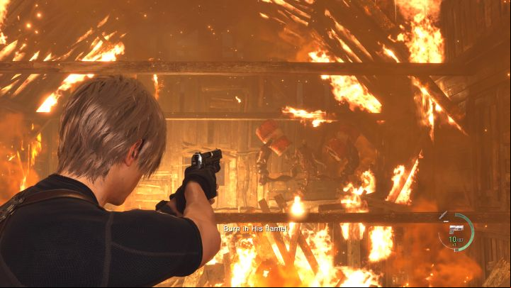 At one point Mendez will grab two explosive barrels - detonate either of them with a long-range shot before the boss throws them - Resident Evil 4 Remake: How to defeat boss Mendez? - Bosses - Resident Evil 4 Remake Guide