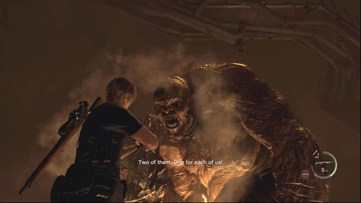 Focus on attacking the unarmored El Gigante - Resident Evil 4 Remake: How to defeat the Dos Gigantes bosses? - Bosses - Resident Evil 4 Remake Guide