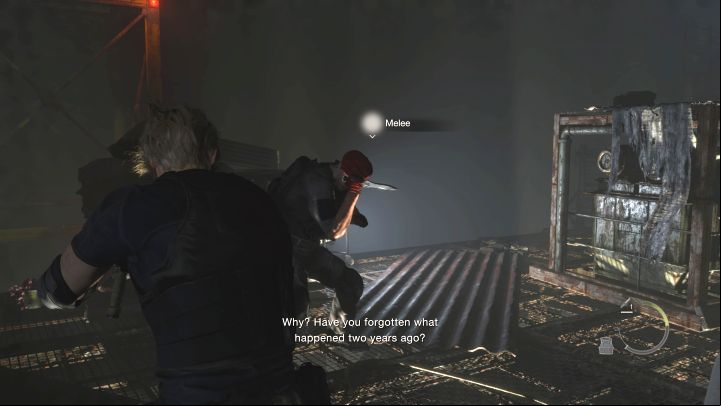 A successful parrying can be accompanied by a short animation - this can stop Kra's attack and potentially make him lose balance - Resident Evil 4 Remake: How to defeat boss Jack Kra? - Bosses - Resident Evil 4 Remake Guide
