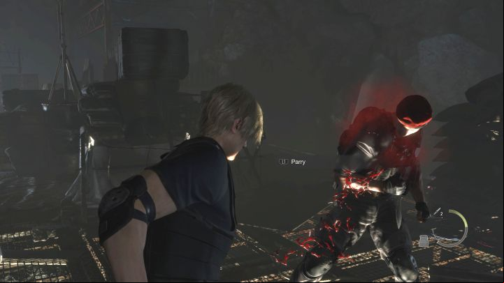 Look for opportunities to attack Kra with a knife - slash 2-3 times and prepare for parrying - Resident Evil 4 Remake: How to defeat boss Jack Kra? - Bosses - Resident Evil 4 Remake Guide