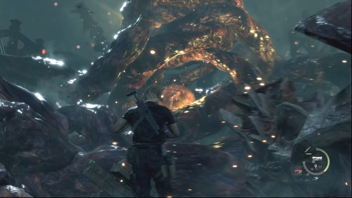 2) Vertical strikes - Run to the sides to avoid the boss' hit - Resident Evil 4 Remake: How to defeat the final boss? - Bosses - Resident Evil 4 Remake Guide