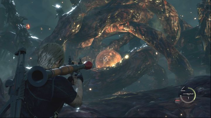 Launch a rocket at the core of the boss - Resident Evil 4 Remake: How to defeat the final boss? - Bosses - Resident Evil 4 Remake Guide