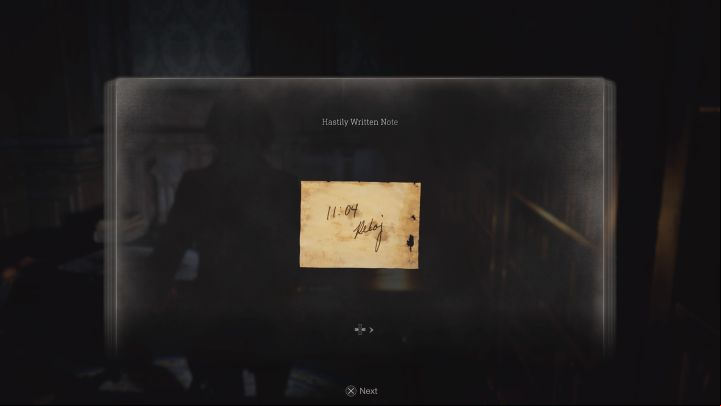 The note contains a tip regarding the correct hour - Resident Evil 4 Remake: Grandfather Clocks puzzle (Ashley) - Puzzle solutions - Resident Evil 4 Remake Guide