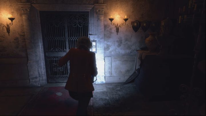 You must now reach the elevator button - Resident Evil 4 Remake: Grandfather Clocks puzzle (Ashley) - Puzzle solutions - Resident Evil 4 Remake Guide