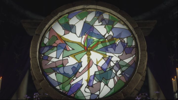 The puzzle involves using three dials to turn pieces in different colors - Resident Evil 4 Remake: Dials and stained glass church puzzle - Puzzle solutions - Resident Evil 4 Remake Guide