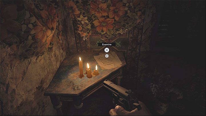 The note is on a small corner table in one of the buildings in the Maiden of War location - Resident Evil Village: Village, 1 visit - Files, list - Files - Resident Evil Village Guide