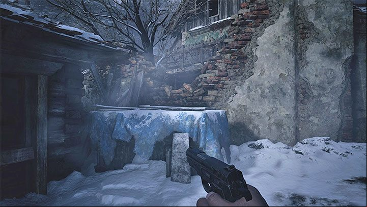 Stay in the hut where Elena and Leonardo are hiding and go through the window to get to the backyard - Resident Evil Village: Luizas House - walkthrough - Village - 1st visit - Resident Evil Village Guide