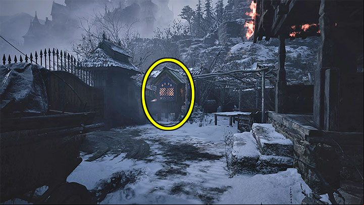 Reach the window to get out of the burning building and jump onto the outside balcony - Resident Evil Village: Luizas House - walkthrough - Village - 1st visit - Resident Evil Village Guide