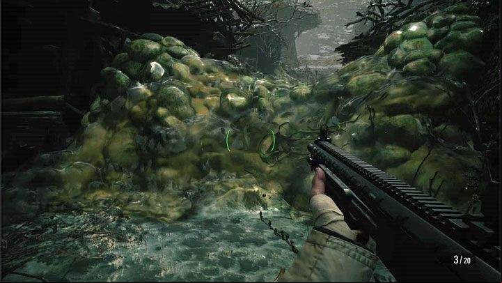 Moreau's attack brings one additional impediment - new obstacles similar to the one in the image above will appear in the fight arena - Resident Evil Village: Moreau - boss, how to defeat? - Bosses - Resident Evil Village Guide