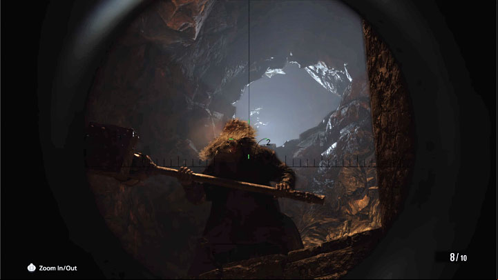 Some time will between Urias appearing on the upper rock ledges and him jumping into the arena - Resident Evil Village: Urias - hammer boss from the Stronghold, how to defeat? - Bosses - Resident Evil Village Guide