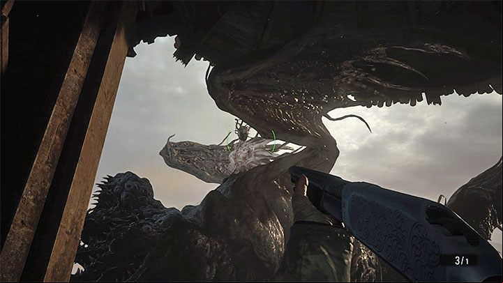 The beast will soon burst into the tower through the roof - Resident Evil Village: Escape from the castle/Tower of Worship - walkthrough - Dimitrescu Castle - Resident Evil Village Guide