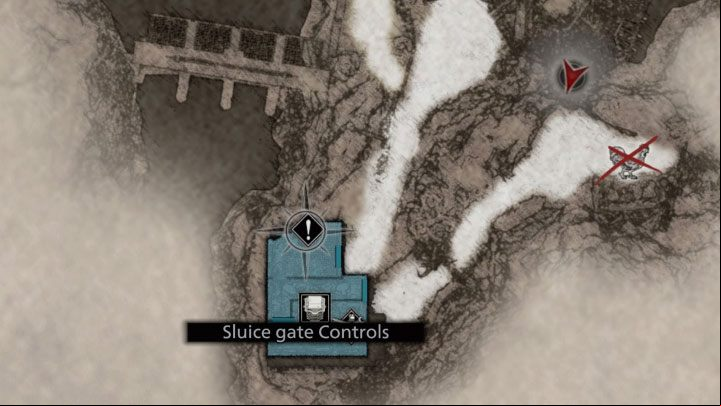 The sluice control mechanism is located in the Reservoir area in the southern part of the world map, which you will visit as part of hunting down the Moreau boss - Resident Evil Village: Sluice Gate Controls puzzle - Puzzle solutions - Resident Evil Village Guide