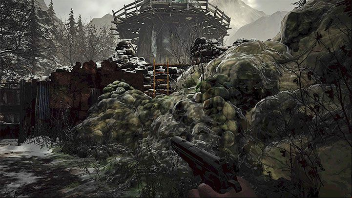 An example of a Slimy Substance Barrier is shown in the attached image - Resident Evil Village: Slimy Substance Barrier - how to destroy? - FAQ - Resident Evil Village Guide