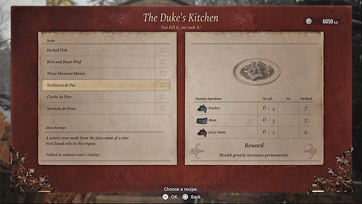 In the recipe list, you should be especially interested in three dishes that can permanently increase Ethan's energy bar - Resident Evil Village: Wounds - how to heal? - FAQ - Resident Evil Village Guide