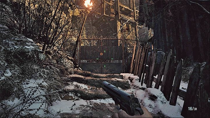 The entrance to the mill is at the back of the building - Resident Evil Village: Golden Chests - map, list - Secrets & Collectibles - Resident Evil Village Guide