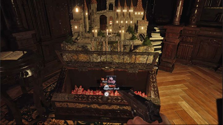 The reward for completing the puzzle is a very valuable Treasure - Crimson Skull - Resident Evil Village: The Labyrinth Puzzle solution - Puzzle solutions - Resident Evil Village Guide
