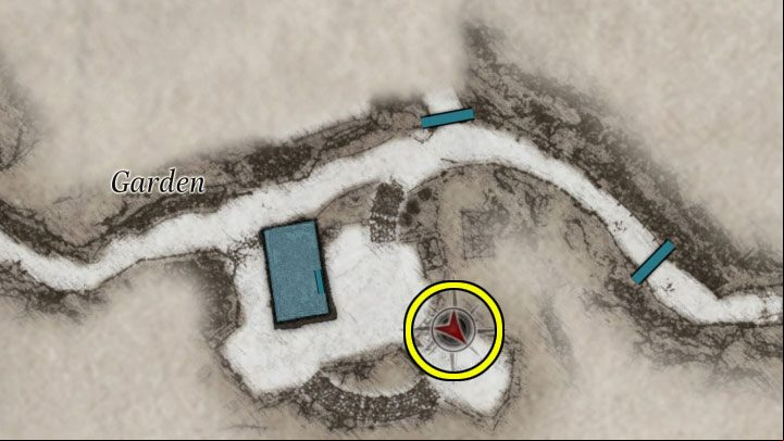 You can find the Sun and Moon Ball needed to play the model mini-game south of the house, in a small cemetery with tombstones partially covered in snow - Resident Evil Village: The Labyrinth Puzzle solution - Puzzle solutions - Resident Evil Village Guide