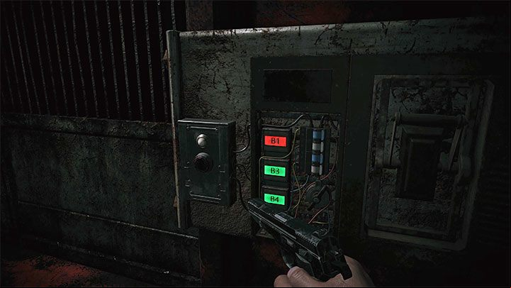Continue following the linear path until you reach the balconies with the elevator shaft - Resident Evil Village: Reaching floor B1, creating a key - walkthrough - Factory - Resident Evil Village Guide