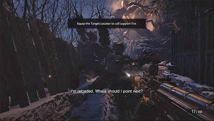 You have to defend yourself as you're waiting for the Target Locator to load - Resident Evil Village: Burning Village - walkthrough - Final - Resident Evil Village Guide