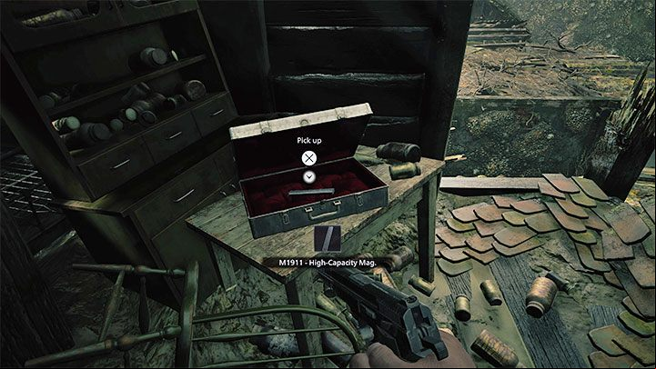 You can acquire the M1911 High Capacity Mag modification while exploring the Reservoir - Resident Evil Village: Weapons - list, collectibles - Secrets & Collectibles - Resident Evil Village Guide
