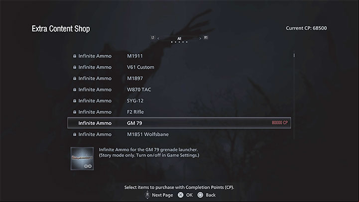 In the Extra Content Shop, in addition to buying new weapons, you can unlock infinite ammo for the weapons you already own - Resident Evil Village: Weapons - list, collectibles - Secrets & Collectibles - Resident Evil Village Guide