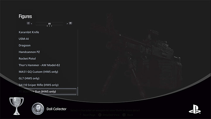 Once you have made your purchase, go to the Figures menu under Bonuses - Resident Evil Village: Trophies/Achievements list - Appendix - Resident Evil Village Guide