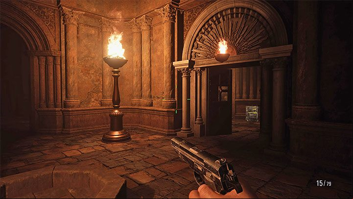You will reach a small cell with a brazier lit and can notice two side rooms that are inaccessible - Resident Evil Village: Medium Rare trophy/achievement - how to get it? - Appendix - Resident Evil Village Guide