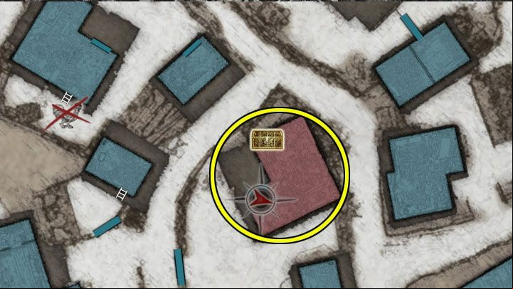This treasure is in the building in the village - it is marked with the golden chest icon - Resident Evil Village: Treasures, The Village, 2nd and subsequent visits - list - Treasures - Resident Evil Village Guide