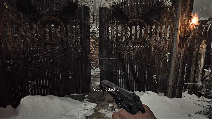 You start in the Altar, where you will find Duke, a trader, and an altar for placing the yellow jars you found - Resident Evil Village: Finding the house with the red chimney - walkthrough - Village - 2nd visit - Resident Evil Village Guide