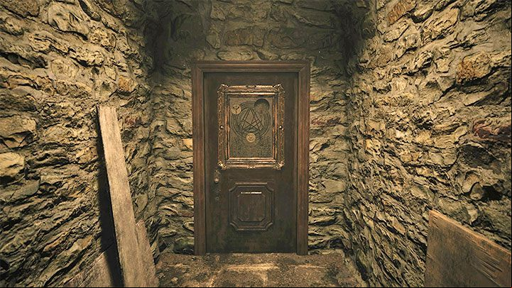 You can now reach the Sealed Door, which is located at the end of the hallway leading from the location of Mia's doll - Resident Evil Village: Getting out of the basement - walkthrough - Beneviento House - Resident Evil Village Guide
