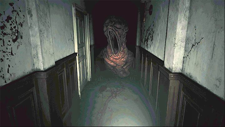 When you return to the room with the Mia's doll, the only thing you'll see is gonna be an empty, bloodstained table - Resident Evil Village: Getting out of the basement - walkthrough - Beneviento House - Resident Evil Village Guide