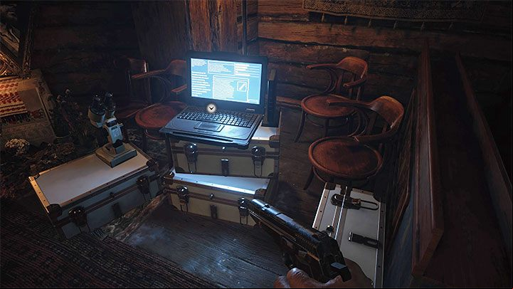 The laptop is located in the Church, near the typewriter - Resident Evil Village: Files, The Village, 2nd and subsequent visits - list - Files - Resident Evil Village Guide