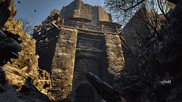 After winning the battles, use the ladder to reach the second mechanism - Resident Evil Village: Going through the stronghold - walkthrough - Fortress - Resident Evil Village Guide