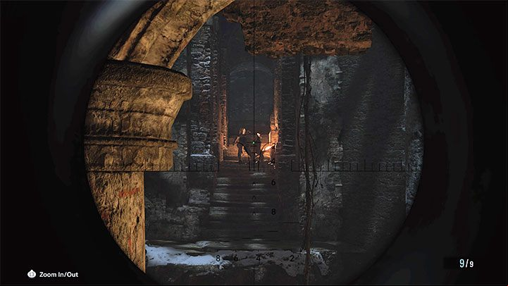 You can keep going forward on the floor where you started exploring the stronghold or you may jump down to a lower level - Resident Evil Village: Going through the stronghold - walkthrough - Fortress - Resident Evil Village Guide